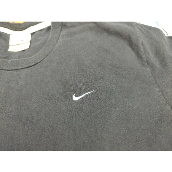 Vintage Y2K Nike Swoosh t shirt essential silver tag large black faded - Picture 3 of 4
